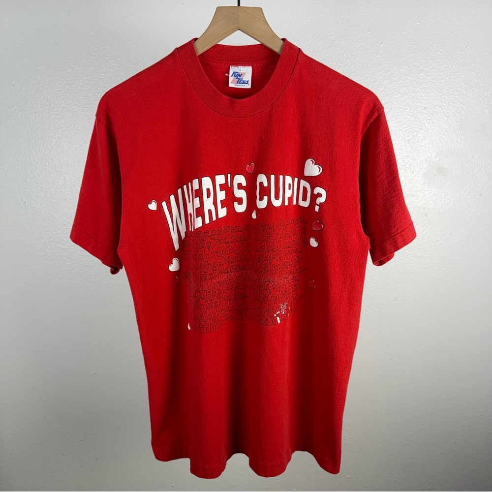 Vintage 90’s Where’s Cupid Romantic Valentines T shirt Made in USA Size Large